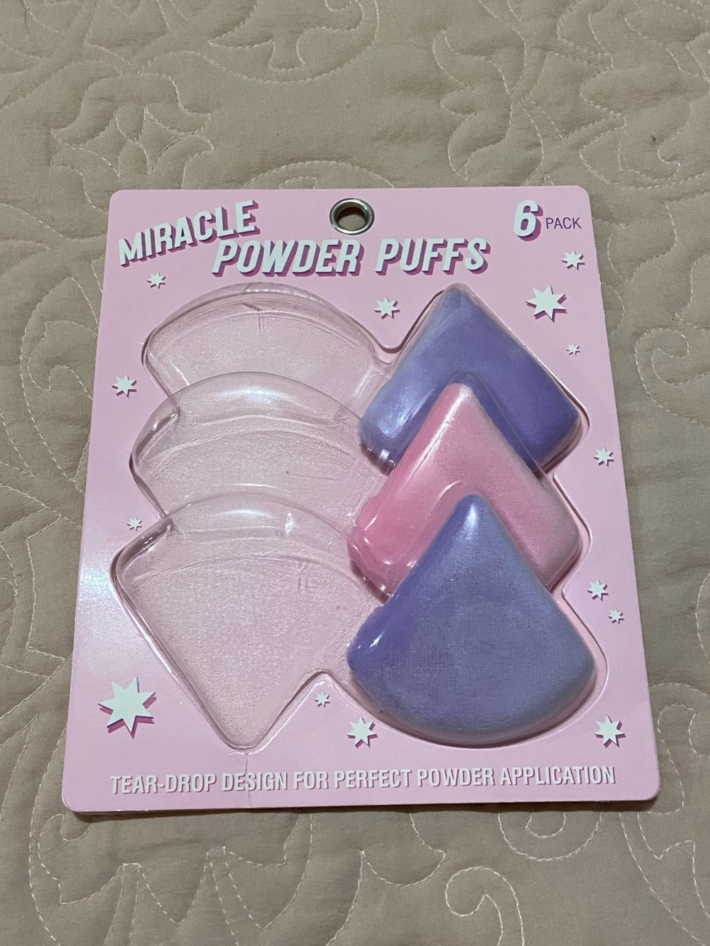 Miracle Powder Puffs - 1 Pink & 2 Purple New Teardrop Powder Puffs (3 Pack)